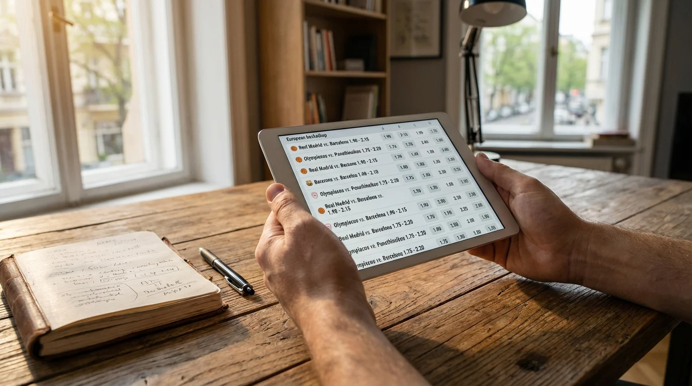 Persona analizando diferentes mercados de apuestas de baloncesto en una pantalla